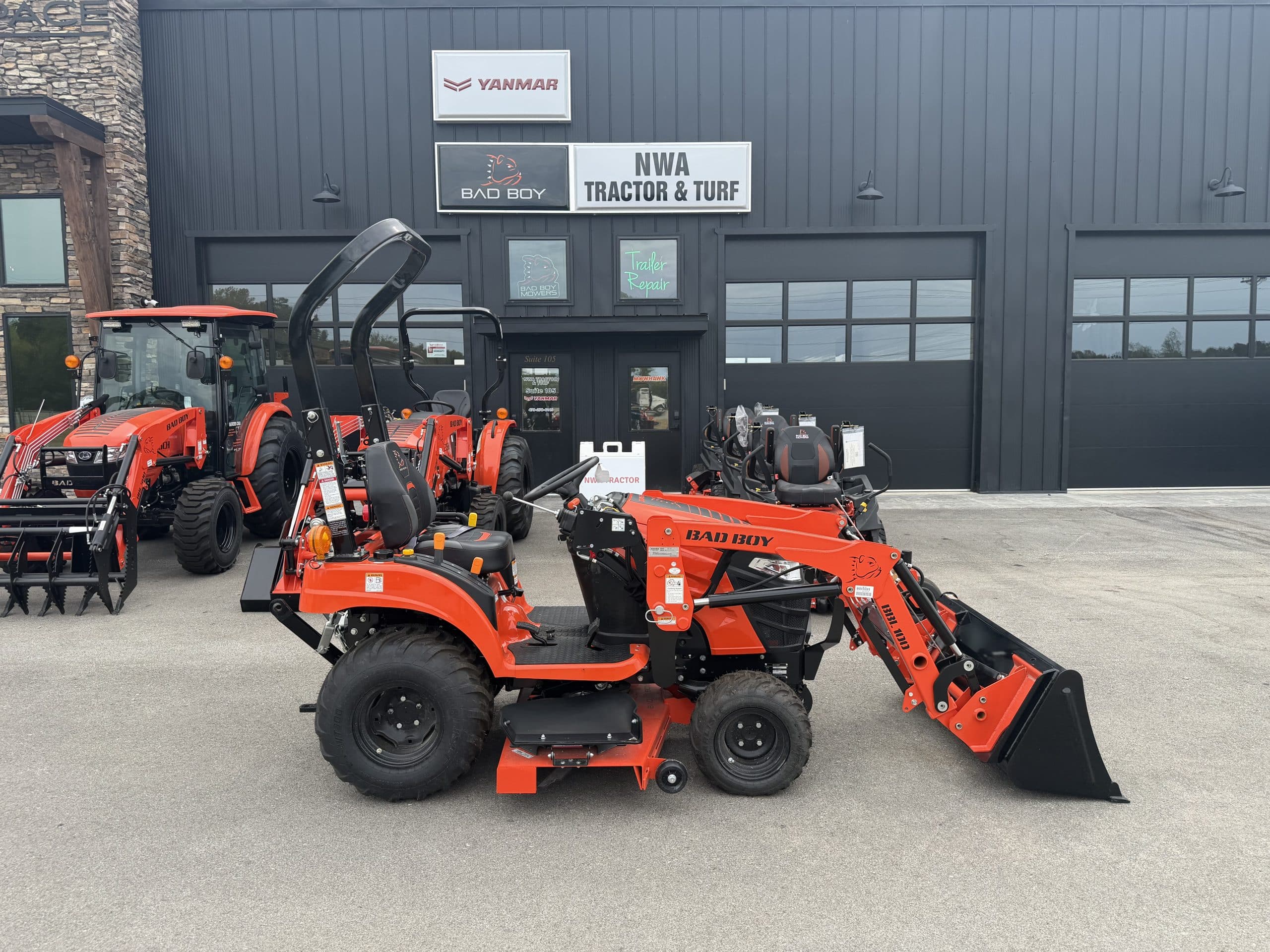 Bad Boy 1022HILM tractor with front loader and mower at NWA Tractor and Turf